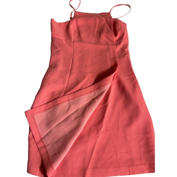 BCBGMAXAZRIA Wrap Dress Womens XS Salmon Pink Fitted Adjustable Strap Back Zip - Picture 2 of 10